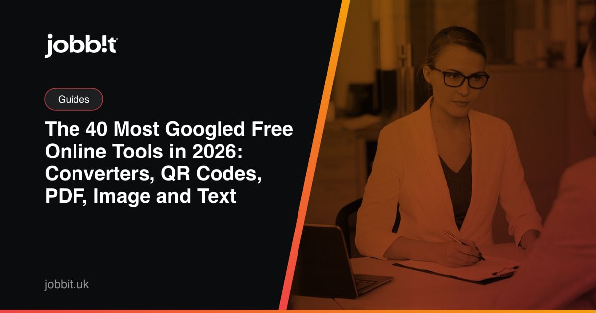 A Jobbit blog cover showing a list of the most googled free online tools