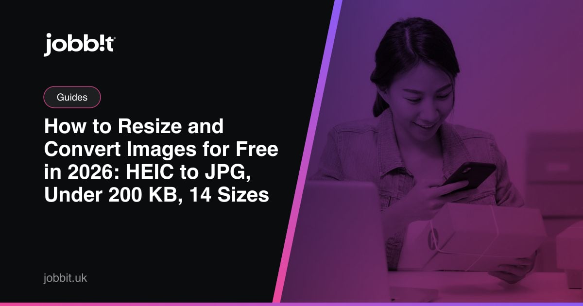 A Jobbit blog cover showing a folder of photos being resized and converted